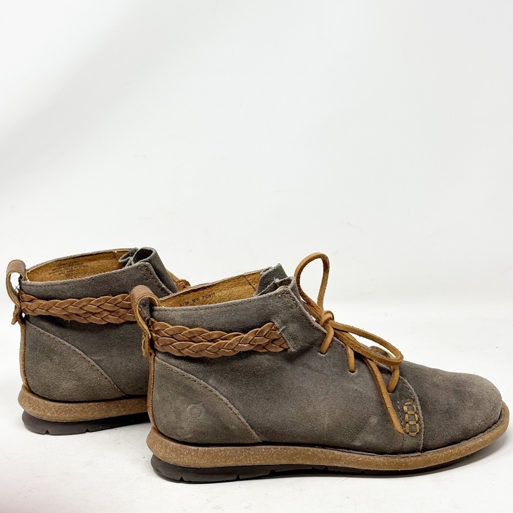 Born Mens Gray Suede Braided Leather Chukka Desert Boots Size 8/39 - Picture 3 of 15